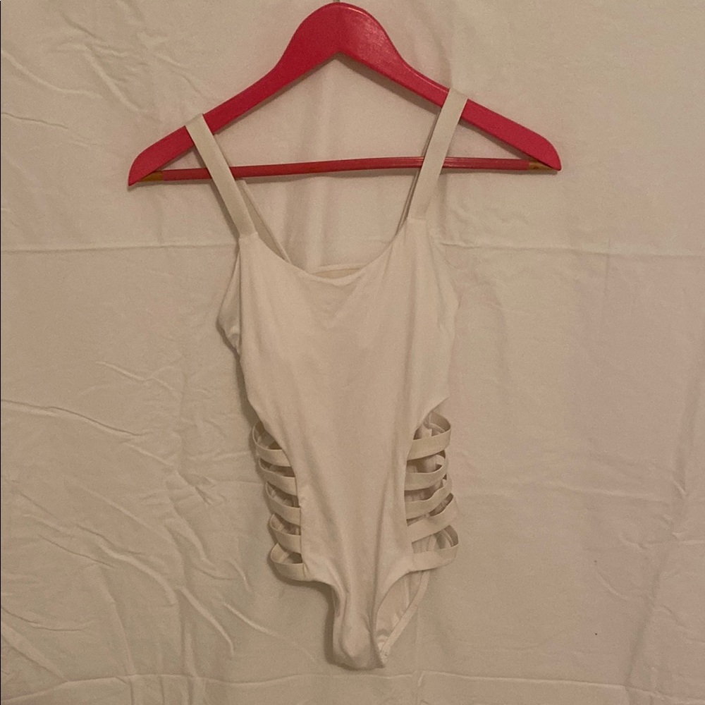 Vitamin A White One-Piece Swimsuit with Side Cutouts